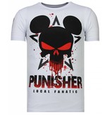 Local Fanatic Camisetas - Punisher Mickey - Rhinestone Camisetas -  Blanco