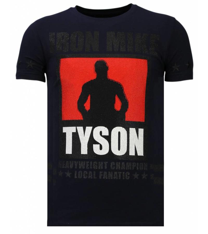 Local Fanatic Camisetas - Iron  Mike Tyson - Rhinestone Camisetas -  Azul