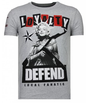 Local Fanatic Camisetas - Loyalty Marilyn - Rhinestone Camisetas -  Gris
