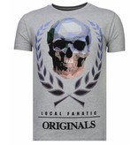 Local Fanatic Camisetas - Skull Originals - Rhinestone Camisetas -  Gris