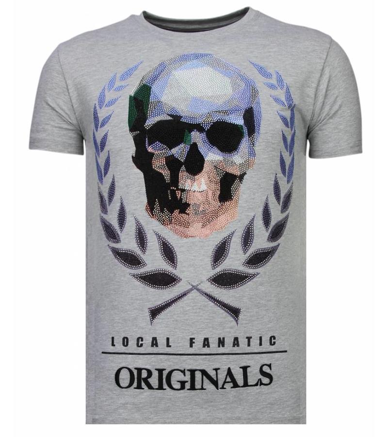 Local Fanatic Camisetas - Skull Originals - Rhinestone Camisetas -  Gris