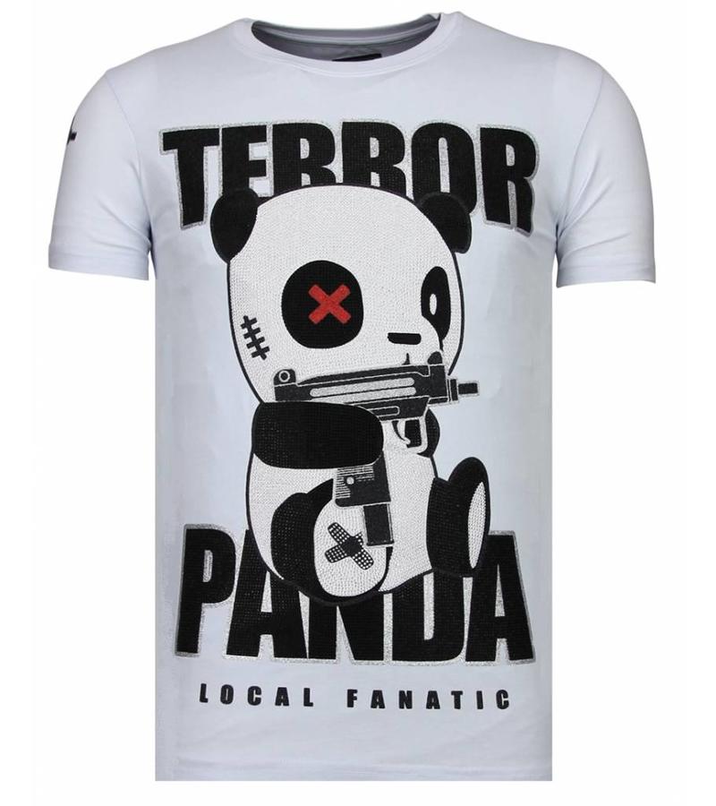 Local Fanatic Camisetas - Terror Panda - Rhinestone Camisetas -  Blanco