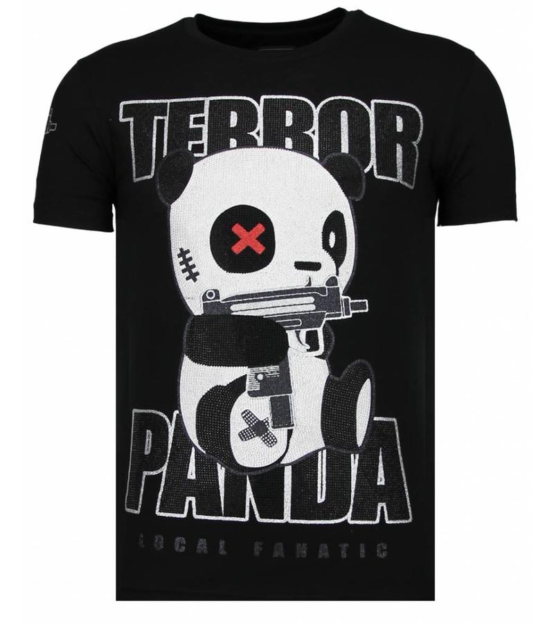 Local Fanatic Camisetas - Terror Panda - Rhinestone Camisetas -  Negro