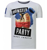 Local Fanatic Camisetas - Monster Party - Rhinestone Camisetas -  Blanco