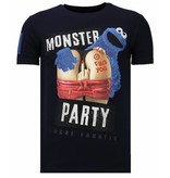 Local Fanatic Camisetas - Monster Party - Rhinestone Camisetas -  Azul