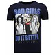 Camisetas - Bad Girls Do It Better - Rhinestone Camisetas -  Azul