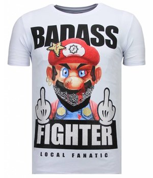 Local Fanatic Camisetas - Fight Club Mario - Rhinestone Camisetas -  Blanco