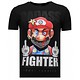 Camisetas - Fight Club Mario - Rhinestone Camisetas -  Negro
