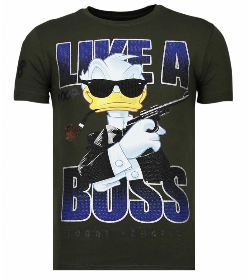 Local Fanatic Camisetas - Like A Boss - Rhinestone Camisetas -  Verde