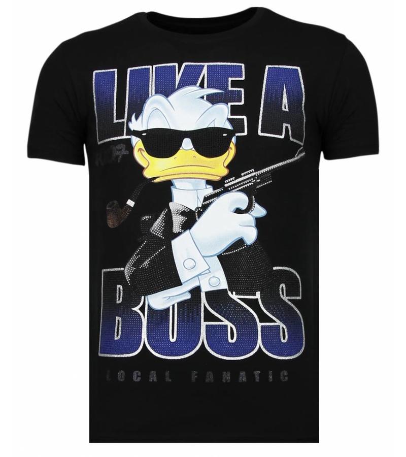 Local Fanatic Camisetas - Like A Boss - Rhinestone Camisetas -  Negro