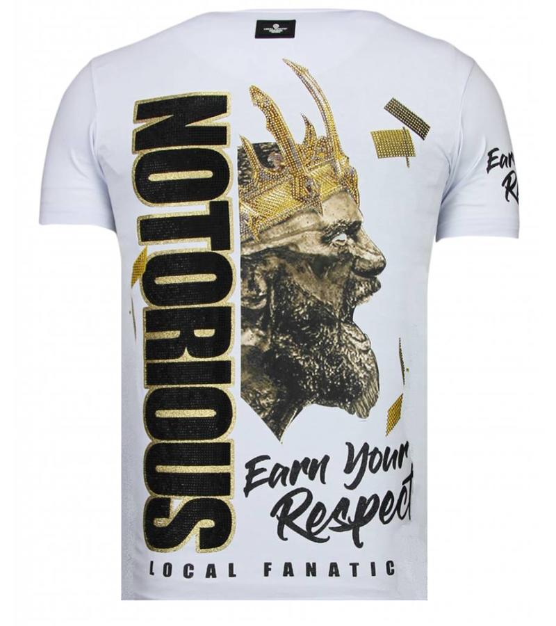 Local Fanatic Camisetas - Notorious King - Rhinestone Camisetas -  Blanco