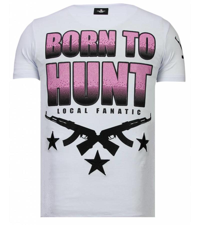 Local Fanatic Camisetas - Milf Hunter - Rhinestone Camisetas - Blanco