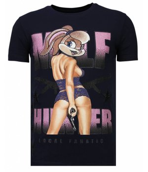 Local Fanatic Camisetas - Milf Hunter - Rhinestone Camisetas - Azul