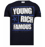 Local Fanatic Camisetas - Young Rich Famous - Rhinestone Camisetas - Azul