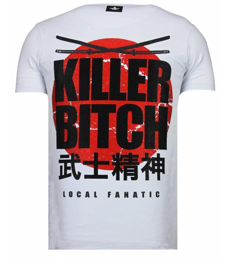 Local Fanatic Camisetas - Killer Bitch - Rhinestone Camisetas - Blanco