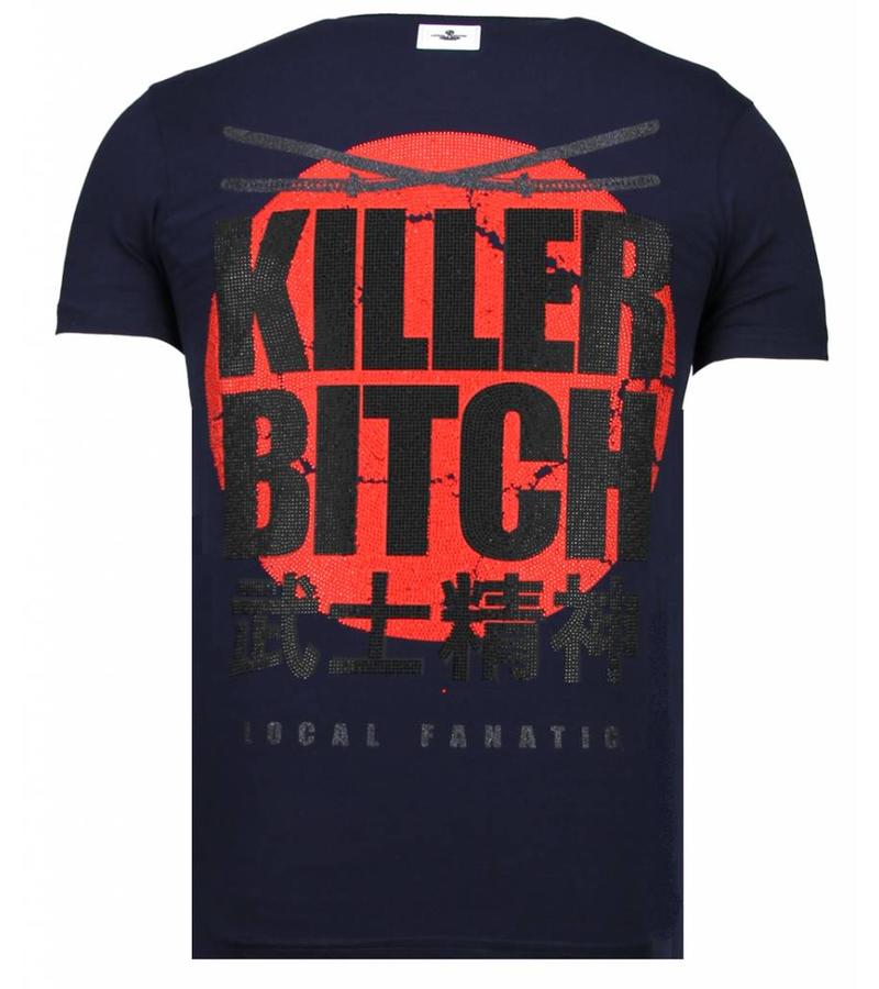 Local Fanatic Camisetas - Killer Bitch - Rhinestone Camisetas - Azul