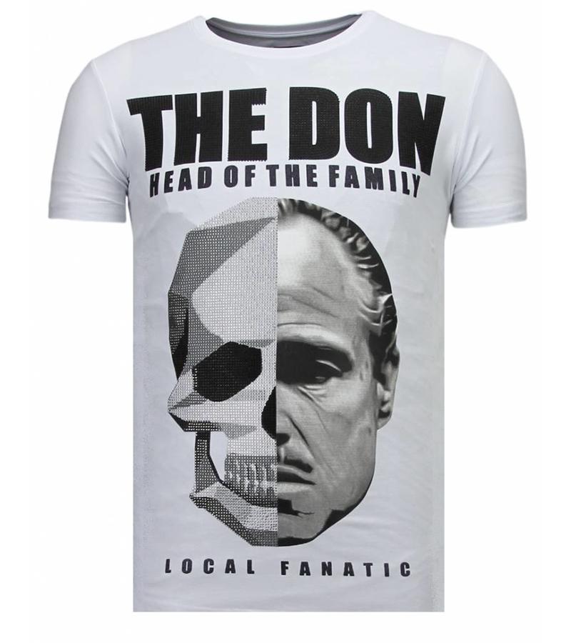 Local Fanatic Camisetas - The Don Skull - Rhinestone Camisetas - Blanco