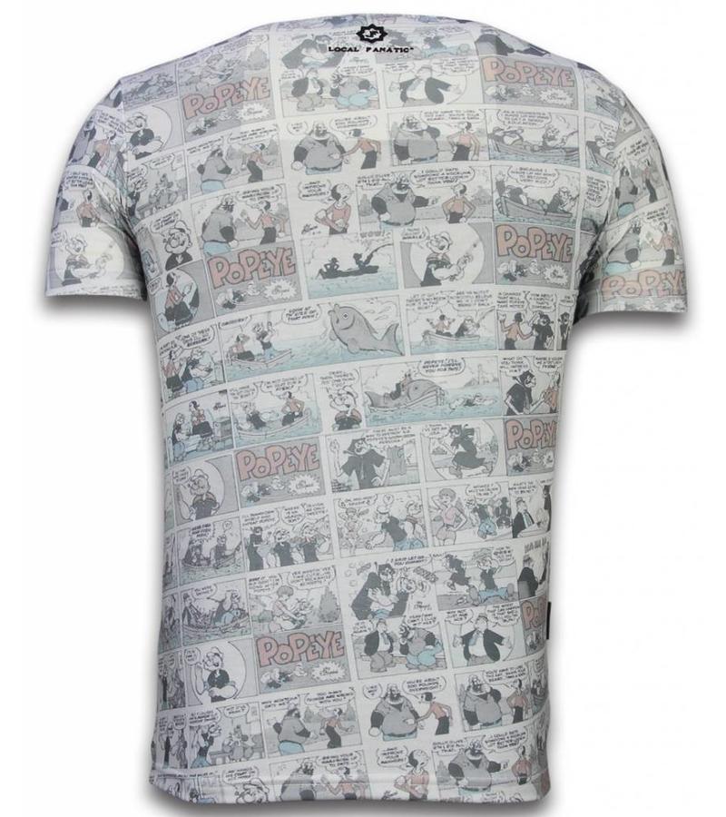 Local Fanatic Popeye Savage - Digital Rhinestone Camisetas Personalizadas - Blanco