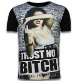 Local Fanatic Trust No Bitch - Digital Rhinestone Camisetas Personalizadas - Negro