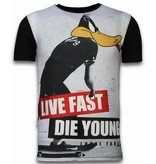 Local Fanatic Duck Live Fast - Digital Rhinestone Camisetas Personalizadas - Negro