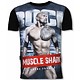 Muscle Shark Rock - Digital Rhinestone Camisetas Personalizadas - Negro