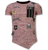 Local Fanatic Camiseta con parches Longfit Asymmetric Embroidery - T-Shirt Patches - US Army - Rosa