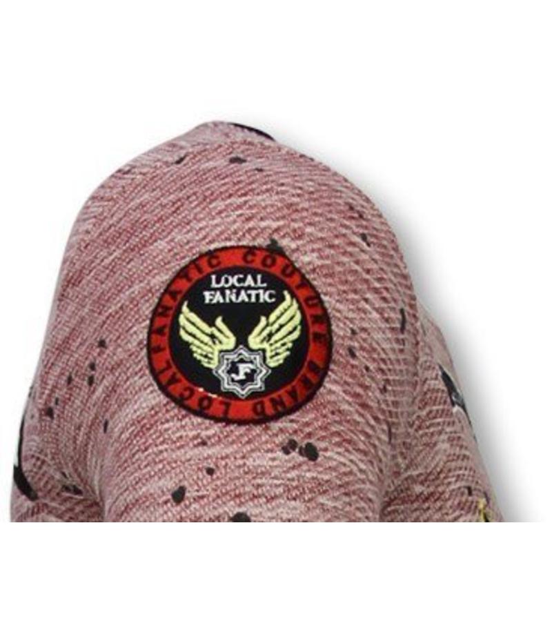 Local Fanatic Camiseta con parches Longfit Asymmetric Embroidery - T-Shirt Patches - US Army - Rosa