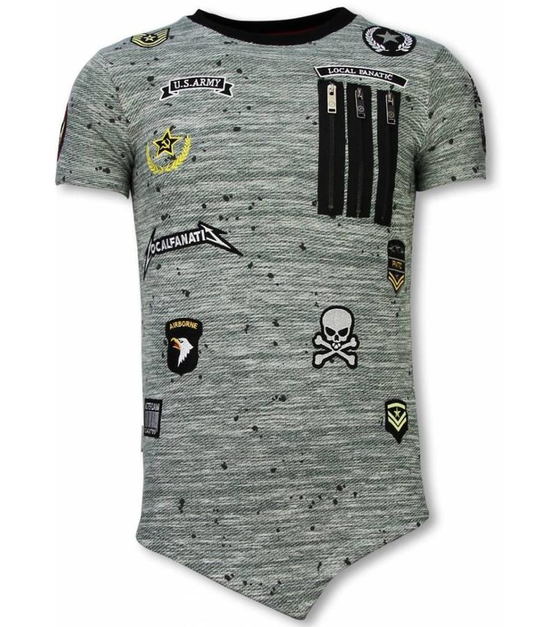 Local Fanatic Camiseta con parches Longfit Asymmetric Embroidery - T-Shirt Patches - US Army - Verde