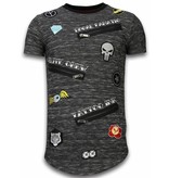 Local Fanatic Camiseta con parches Longfit Asymmetric Embroidery - T-Shirt Patches - Elite Crew - Negro