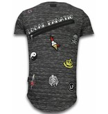 Local Fanatic Camiseta con parches Longfit Asymmetric Embroidery - T-Shirt Patches - Elite Crew - Negro