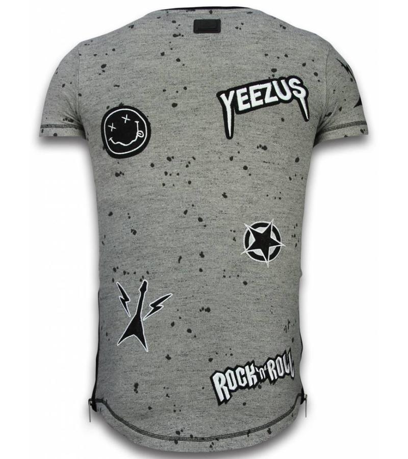 Local Fanatic Camiseta con parches Longfit Asymmetric Embroidery - T-Shirt Patches - Rockstar - Gris