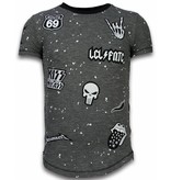 Local Fanatic Camiseta con parches Longfit Asymmetric Embroidery - T-Shirt Patches - Rockstar - Negro