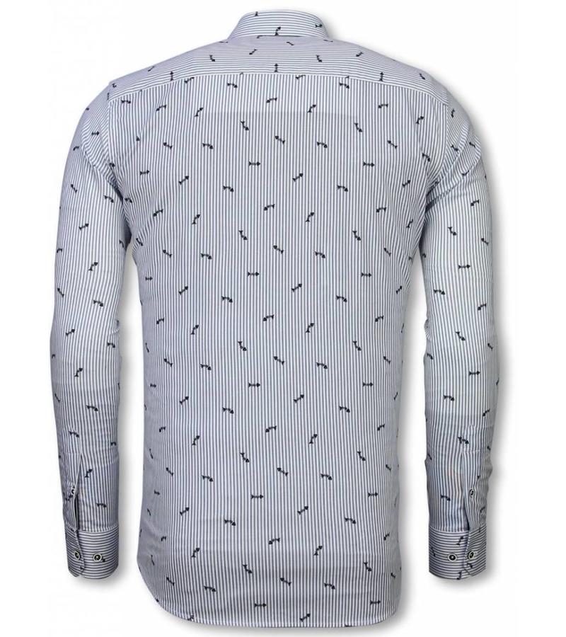 Gentile Bellini Camisa Italiana - Camisa Slim Fit - Camisa Fishbone Pattern - Azul Claro