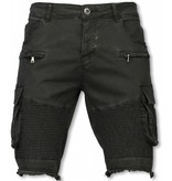 Enos Pantalones Cortos - Bermudas Vaqueras Hombre Slim Fit - Biker Denim Pocket Jeans - Negro