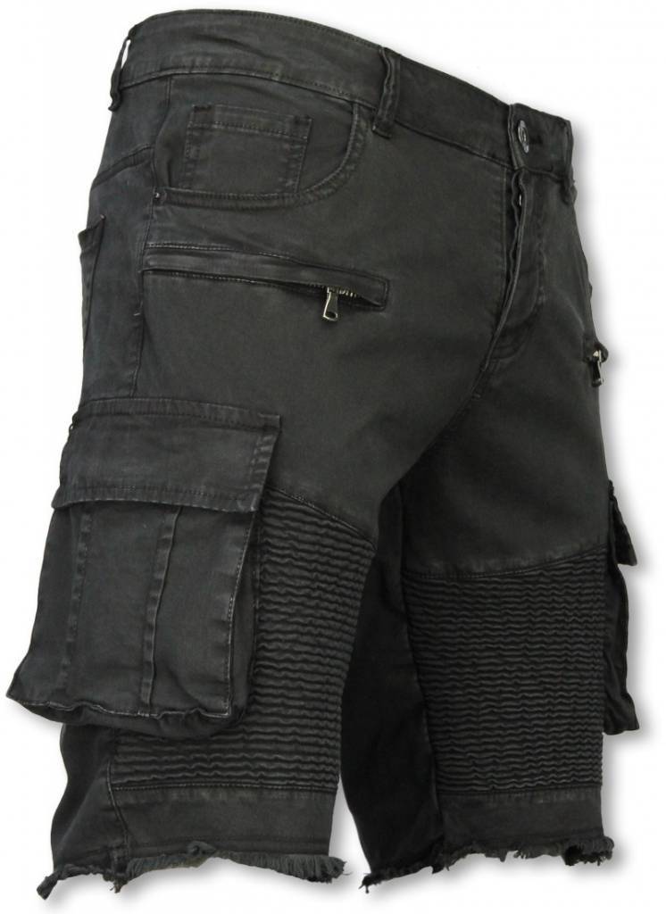 Pantalones Cortos - Bermudas Vaqueras Hombre Slim Fit - Biker Denim Pocket  Jeans - Negro - StyleItaly.es