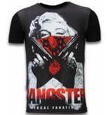 Local Fanatic Gangster Marilyn - Digital Rhinestone Camisetas Personalizadas - Negro