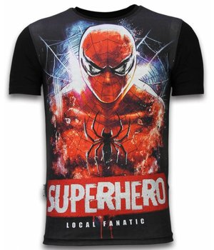 Local Fanatic Superhero - Digital Rhinestone Camisetas Personalizadas - Negro