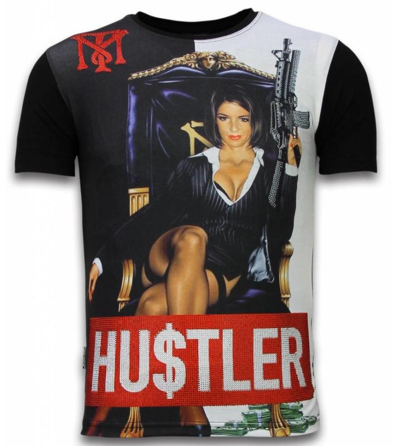 Local Fanatic Hu$tler - Digital Rhinestone Camisetas Personalizadas - Negro