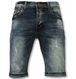 Black Ace Pantalones Cortos Hombre - Short vaquero New Damaged - Azul