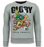 Local Fanatic Glory Sudaderas - Marvin Spartacus Rhinestone Suéter Hombre - Gris