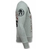 Local Fanatic Glory Sudaderas - Marvin Spartacus Rhinestone Suéter Hombre - Gris