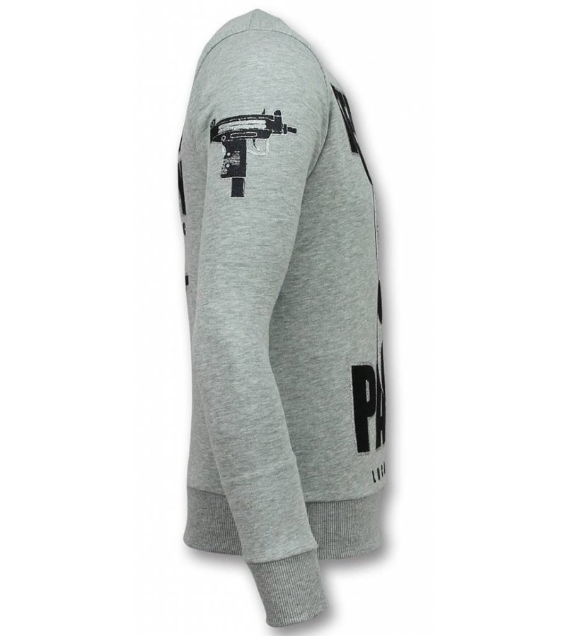 Local Fanatic Panda Sudaderas - Terror Rhinestone Suéter Hombre  - Gris