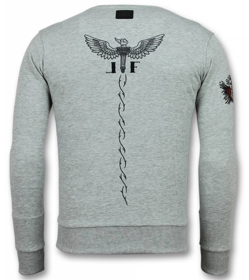 Local Fanatic Mcgregor  Sudaderas - Notorious Crew Neck Rhinestone Hombre - Gris