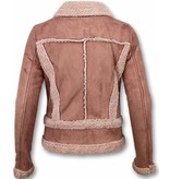 Z-design Abrigo Lammy Muje - Bikerjack Mujer - Chaqueta de Gamuza - Rosa