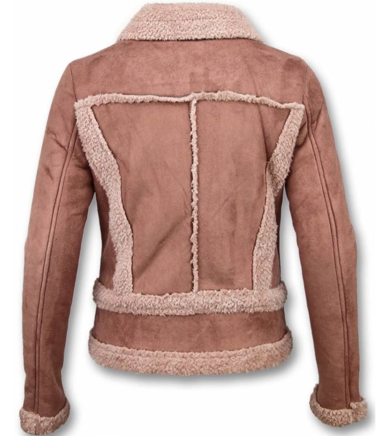 Z-design Abrigo Lammy Muje - Bikerjack Mujer - Chaqueta de Gamuza - Rosa