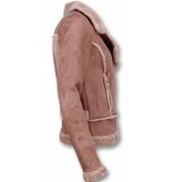 Z-design Abrigo Lammy Muje - Bikerjack Mujer - Chaqueta de Gamuza - Rosa