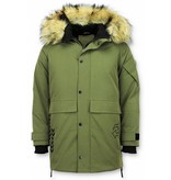 Enos Parkas Hombre - Chaqueta De Parka - Parkas Cuello de Piel - Abrigos Hombre - Verde