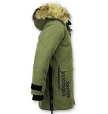 Enos Parkas Hombre - Chaqueta De Parka - Parkas Cuello de Piel - Abrigos Hombre - Verde