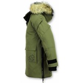 Enos Parkas Hombre - Chaqueta De Parka - Parkas Cuello de Piel - Abrigos Hombre - Verde