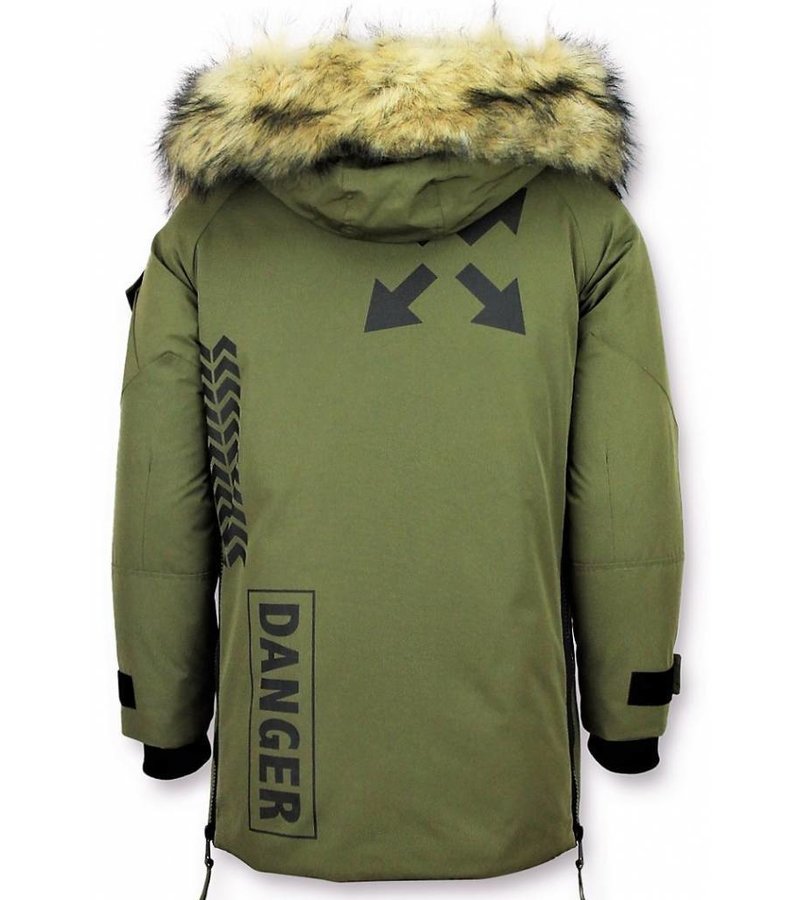 Enos Parkas Hombre - Chaqueta De Parka - Parkas Cuello de Piel - Abrigos Hombre - Verde